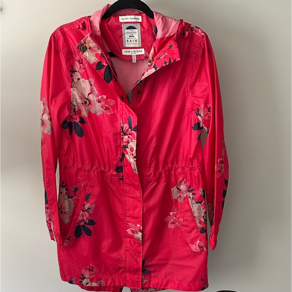 Joules Pink Floral Rain Jacket